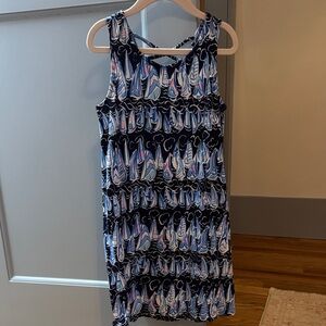 Lilly Pulitzer Navy, Light Blue & Pink Sailboat Print Midi Dress